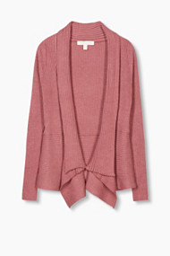 Esprit Geribd, open vest van fijn breisel Mauve for Women