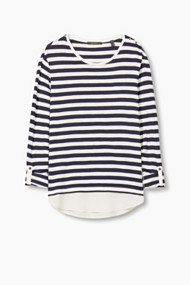 Esprit Gestreept jersey shirt met laagjeseffect Navy for Women