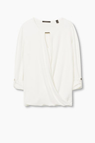 Esprit Soepel basic shirt met wikkeleffect Off White for Women