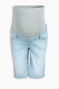 Esprit Elastische denim bermuda, band over buik Light Washed for Women