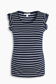 Esprit Soepel T-shirt met chiffon ruches in laagjes Night Blue for Women